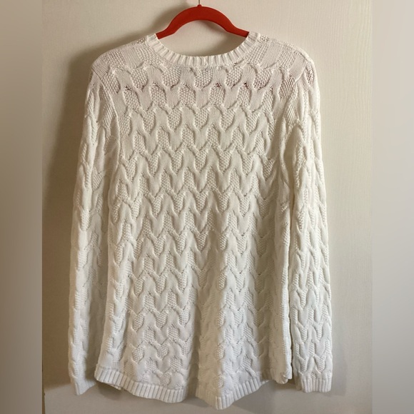 JEANNE PIERRE White Cable Knit Sweater - Picture 2 of 3